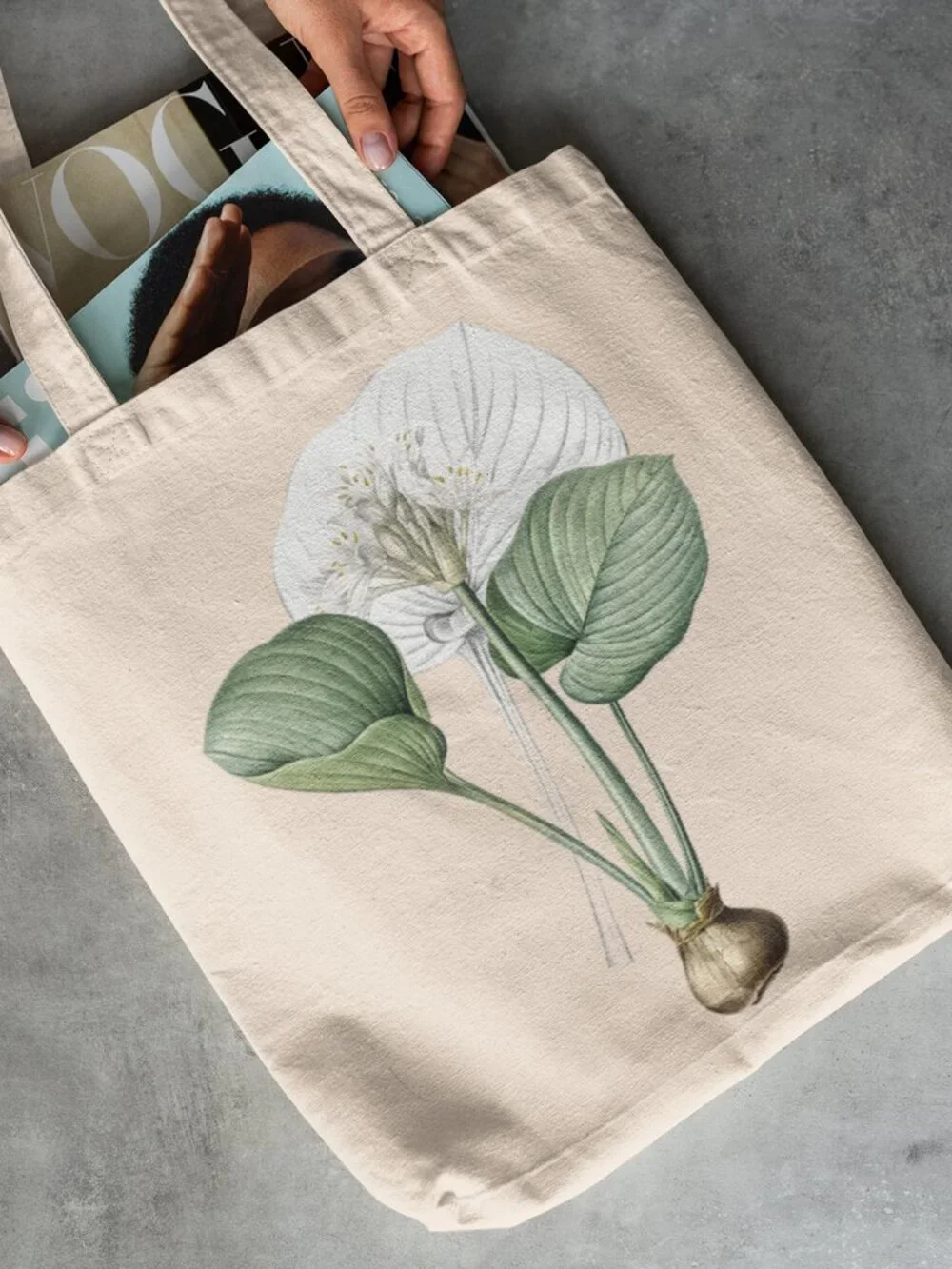 Cardwell Lily Vintage Floral Print Graphic Canvas Tote Bag